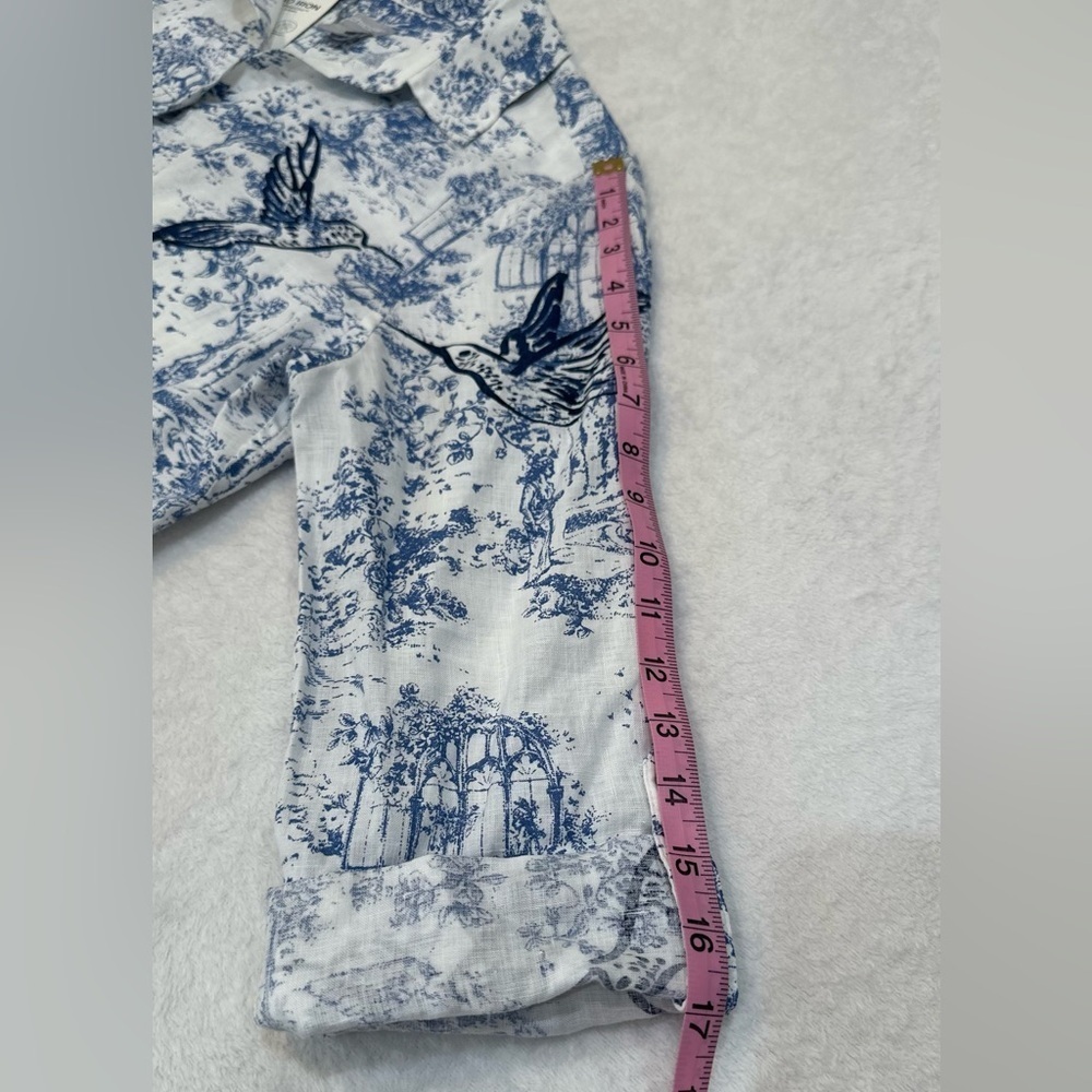 Chico's 100% Linen Animal Print Midi Dress Embroidered With Pocket Size 1/Medium - Picture 13 of 16